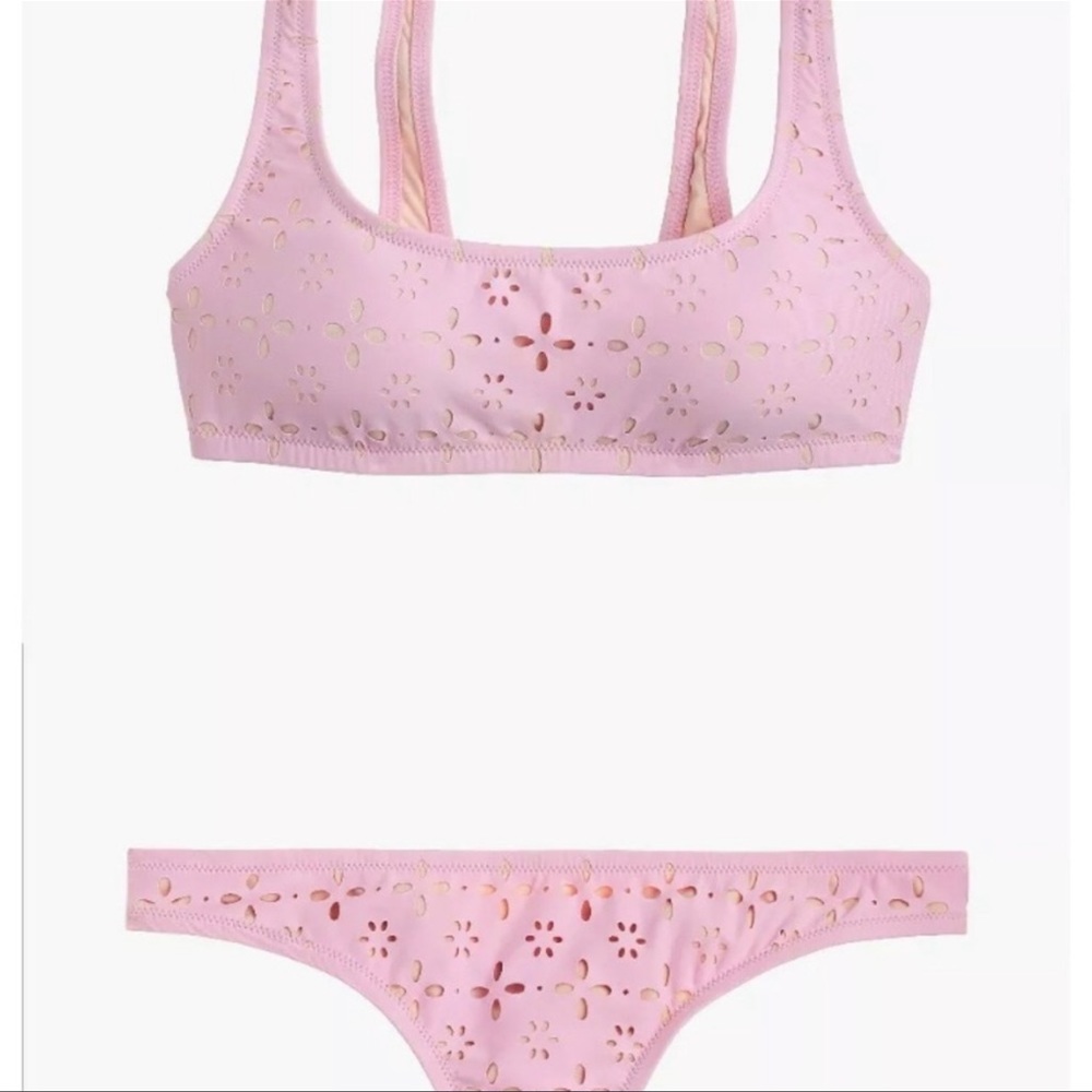 J. Crew Scoop Bikini Top/Bottom Laser Cut Pink SET SIZE LARGE J CREW Lowrider